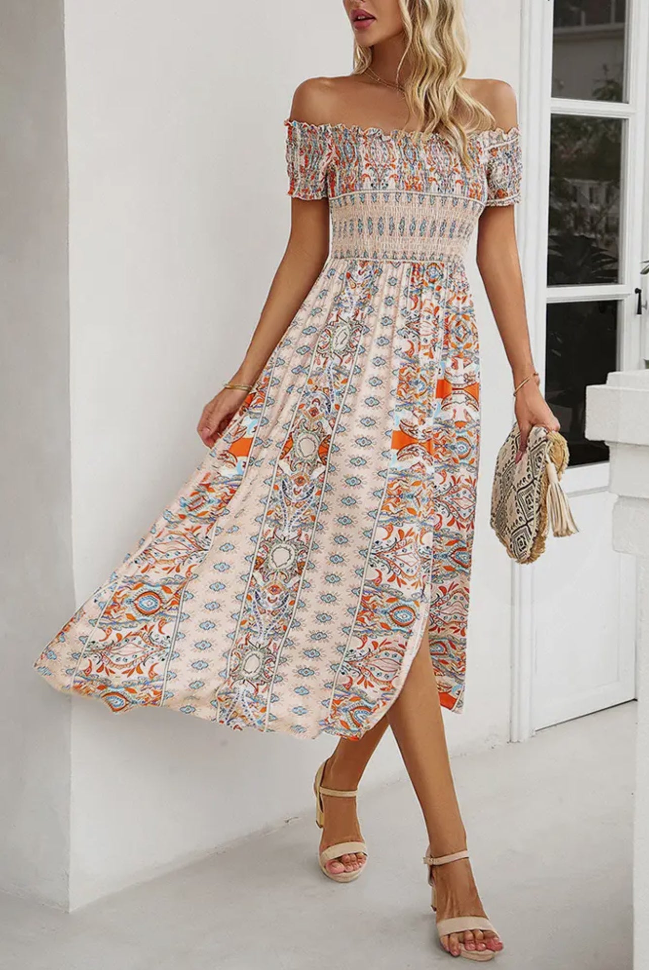 Rita boho apricot floral